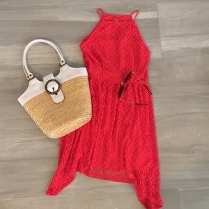 Lacey Layered Dress in Coral